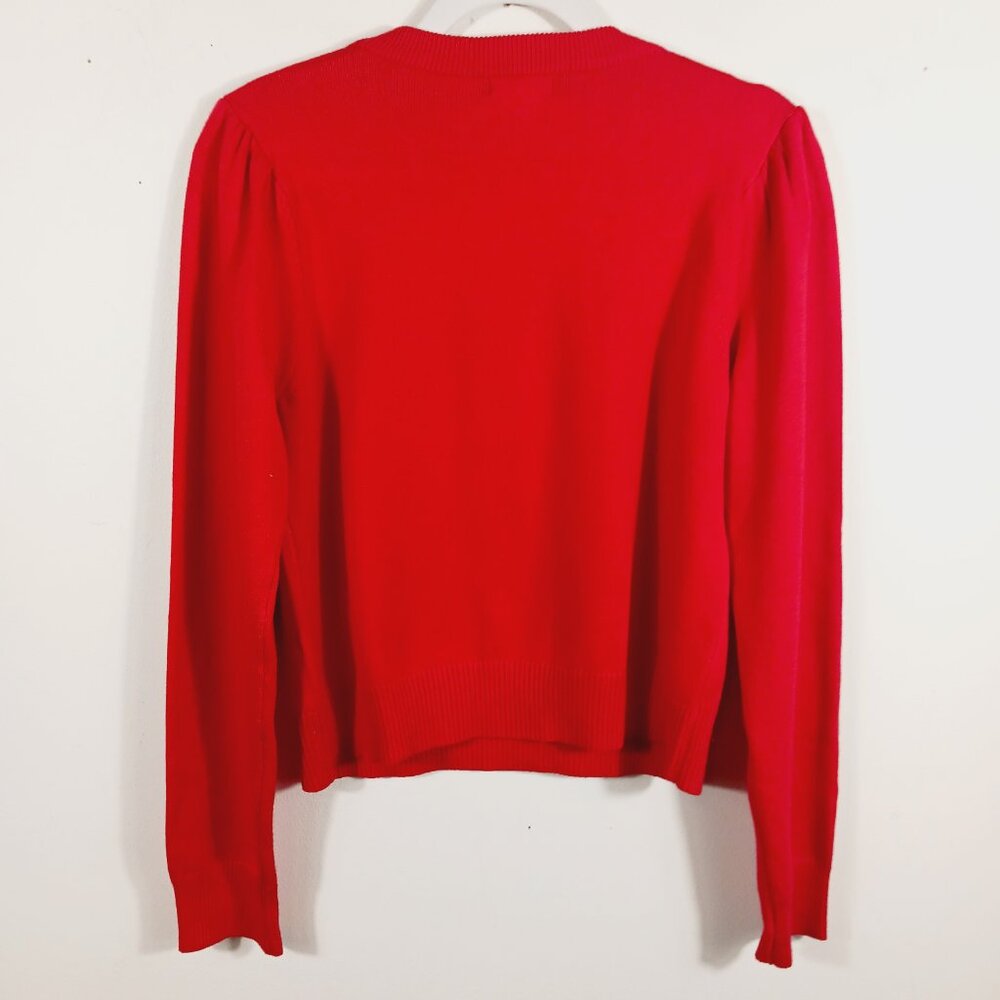 Main Strip, Happy Holidays Tinsel Sweater, Red W/ Green SZ MED, Novelty, Festive - Picture 4 of 15